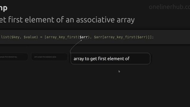 Get first element of an associative array смотреть онлайн
