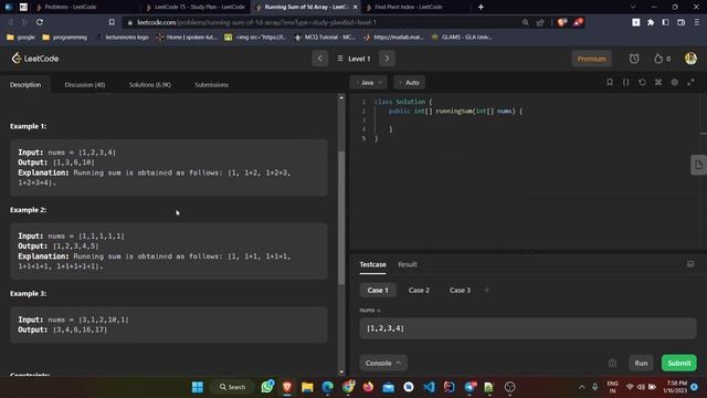 Leetcode || 1480 Running sum of1D Array With Solution in JAVA смотреть онлайн