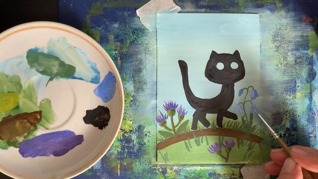 Чёрный котик. Гуашь. Рисуем вместе с детьми смотреть онлайн
