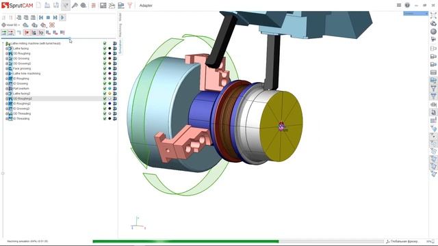 SprutCAM. Симуляция токарной обработки смотреть онлайн