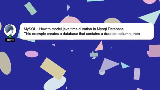 MySQL : How to model java.time.duration in Mysql Database смотреть онлайн