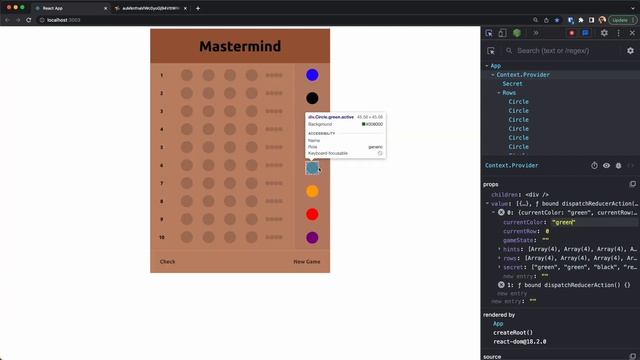Master mind game in react using reducer and context - Part 06 - Active State смотреть онлайн