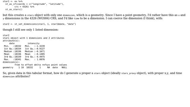 GIS: Generate a stars object from tabular spatial temporal data? смотреть онлайн