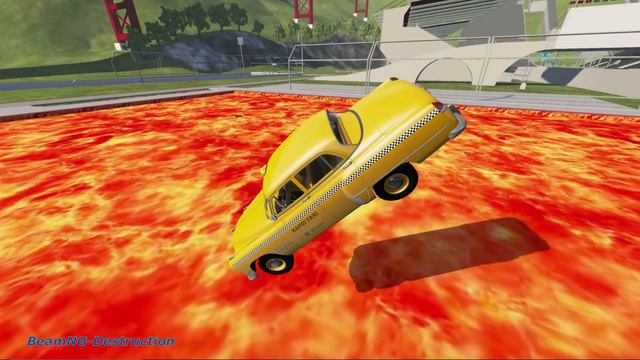 Cars vs Lava Pools Monster Truck, School Bus, Tank #11 – BeamNG.Drive смотреть онлайн