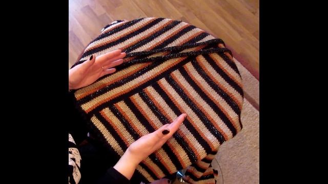 Авторский свитер спицами из остатков пряжи. смотреть онлайн