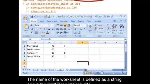 Writing data to an Excel file using the xlswrite command in MATLAB смотреть онлайн