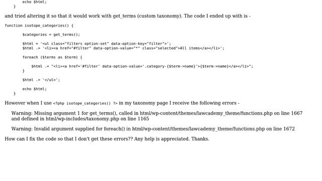 Wordpress: ISOTOPE - Missing/Invalid Arguement Get Terms смотреть онлайн