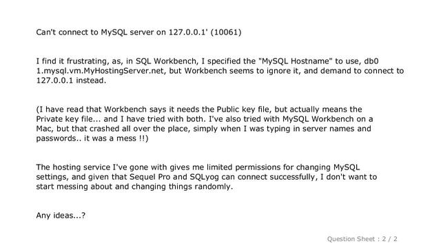 MySQL : MySQL Workbench: "Can't connect to MySQL server on 127.0.0.1' (10061)" error смотреть онлайн