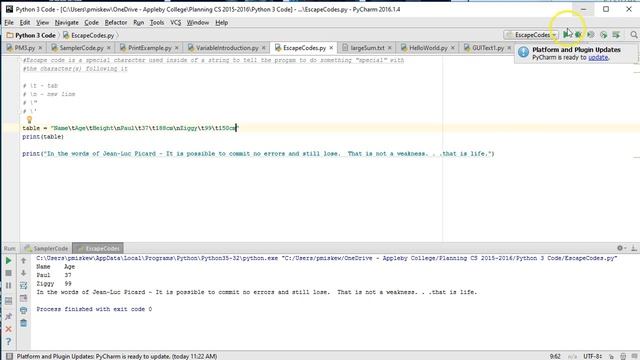 The Basics - Python 3: Escape Code Introduction смотреть онлайн