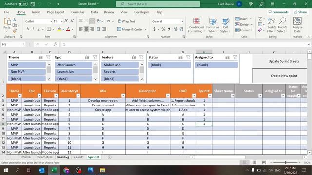 Scrum Board In Excel (2022)