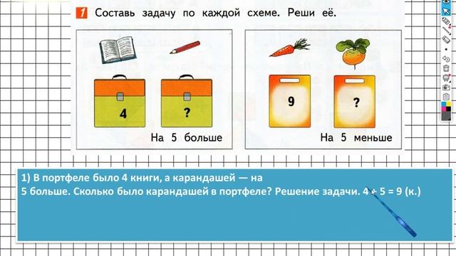 Страница 9 Задание №1 - ГДЗ по математике 1 класс (Дорофеев Г.В.) Часть 2 смотреть онлайн