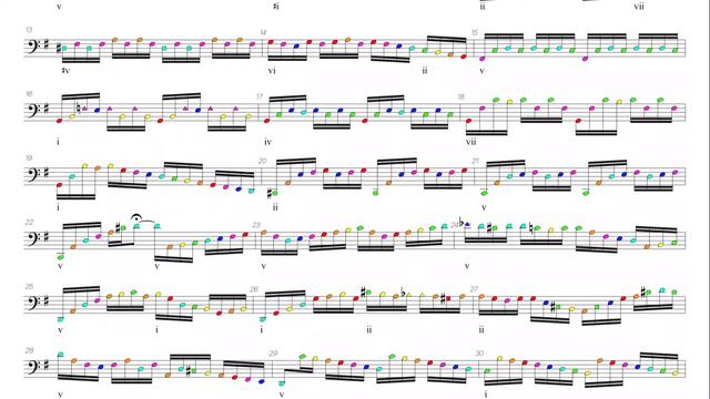 Bach BWV 1007 prelude Harmonic analysis with colored notes -Cello Suite No.1- смотреть онлайн
