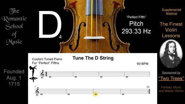 Violin D / Tuning Note Sound For a Violin / Pitch 293.33 Hz = Perfect Fifth, NO ADS TO SLOW YOU DOW смотреть онлайн