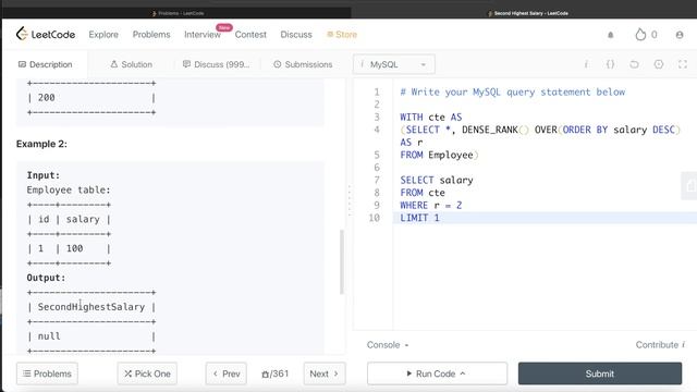 LeetCode Medium 176 Amazon Interview SQL Question with Detailed Explanation смотреть онлайн