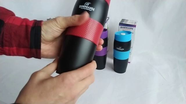 Термокружки Bohmann BH 4457 распаковка всех моделей: красная/ зеленая/ голубая/ фиолетовая на черно смотреть онлайн