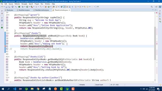 Spring Boot tutorials | Spring boot full course - Example of using ResponseEntity with REST API смотреть онлайн