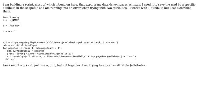 GIS: Concatenating variable values in Python script for export DDP as mxd via saveACopy method? смотреть онлайн