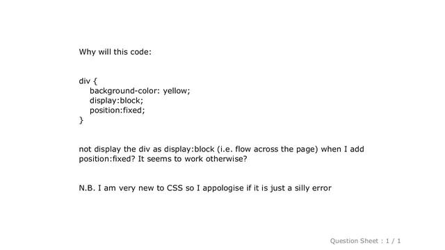 HTML : CSS display:block and position:fixed смотреть онлайн