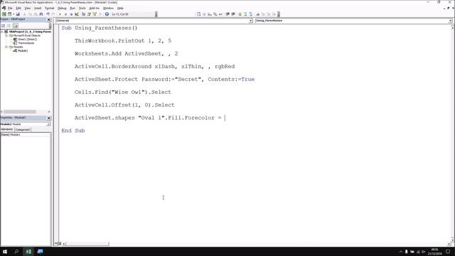 Excel VBA Online Course - 1.4.3 Using Parentheses смотреть онлайн