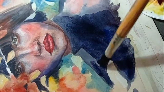 Акварельный портрет/ Яркий портрет девушки/ Осенний портрет/ Speedpaint/ Portrait