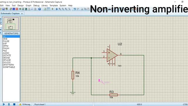 Non inverting amplifier amplifier in Proteus | Project file available for download смотреть онлайн