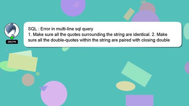 SQL : Error in multi-line sql query смотреть онлайн