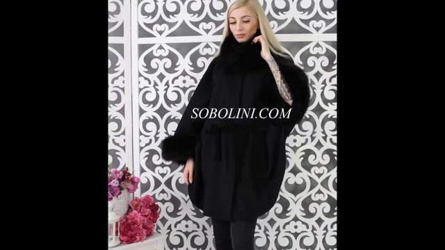 Легкое и практичное пончо для весна-осень , отделка песец смотреть онлайн