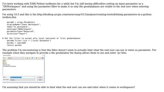 GIS: Limiting Input Parameter to only File Geodatbase in Python Toolbox? смотреть онлайн