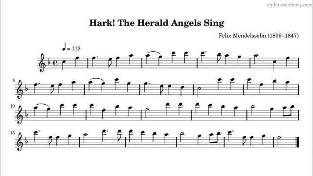 Christmas - Hark the Herald Angels Sing (easy) ♩= 102 (Moderate) Piano Accompaniment with metronome смотреть онлайн
