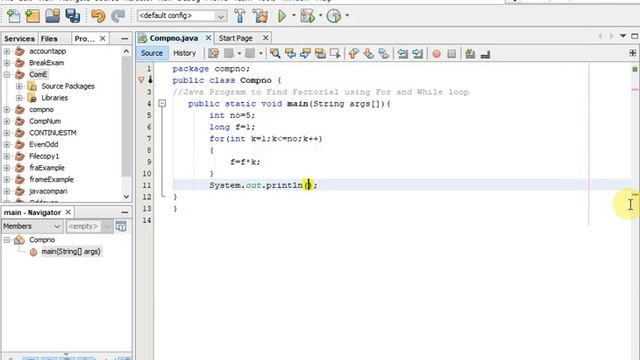 Java Program to Find Factorial using For and While loop смотреть онлайн