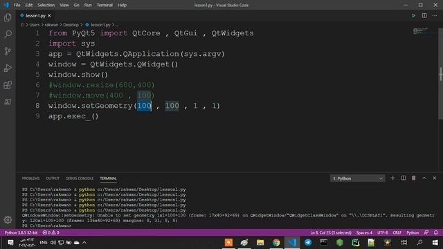 تعلم بايثون pyqt5 : درس 6 : التعليقات ودمج بين حجم ناذفة وتمرزكز النافذة في سطر برمجي واحد смотреть онлайн