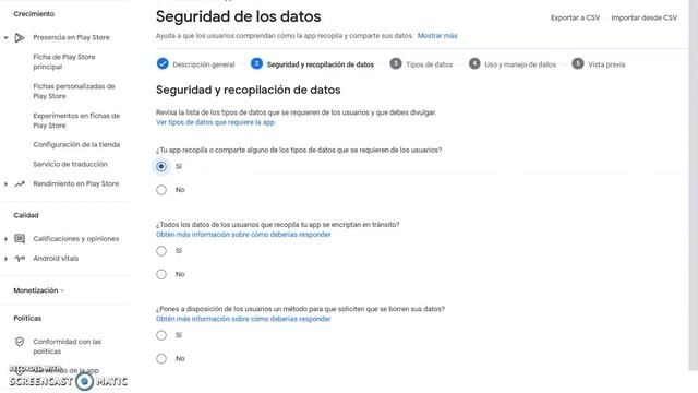 Seguridad de los datos Google Play Console Admob Firebase Importar CSV Para Agilizar Formulario смотреть онлайн