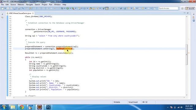 JDBC Where Clause Demo смотреть онлайн