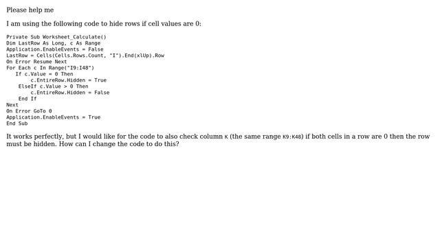 Hide/Unhide rows based on more than one cell value смотреть онлайн