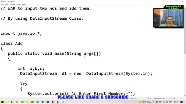 Sum Of Two Numbers Using DataInputStream Class in JAVA смотреть онлайн
