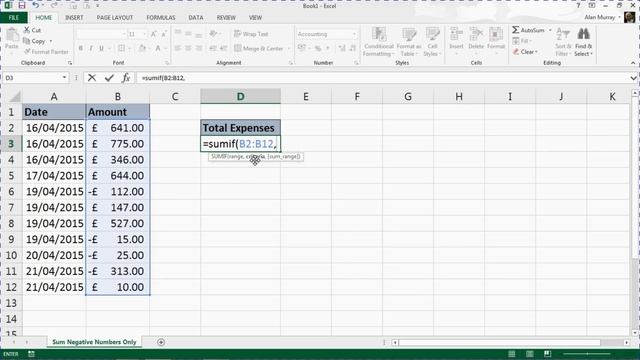 Sum Negative Numbers Only in Excel смотреть онлайн