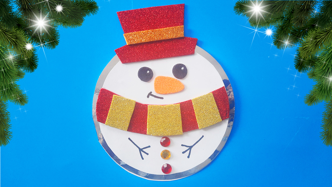 Новогодняя открытка "Снеговик". Красивая открытка своими руками