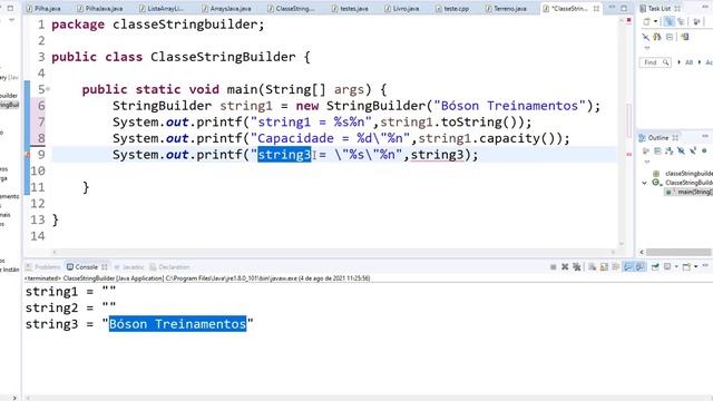 Classe StringBuilder em Java (parte 1) - Instanciação, comprimento e capacidade do objeto смотреть онлайн