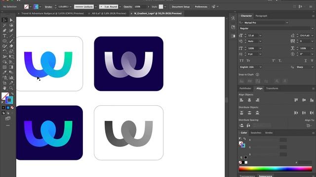 Simple Gradient Logo in Adobe Illustrator смотреть онлайн