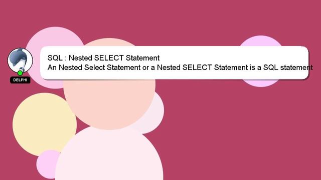SQL : Nested SELECT Statement смотреть онлайн