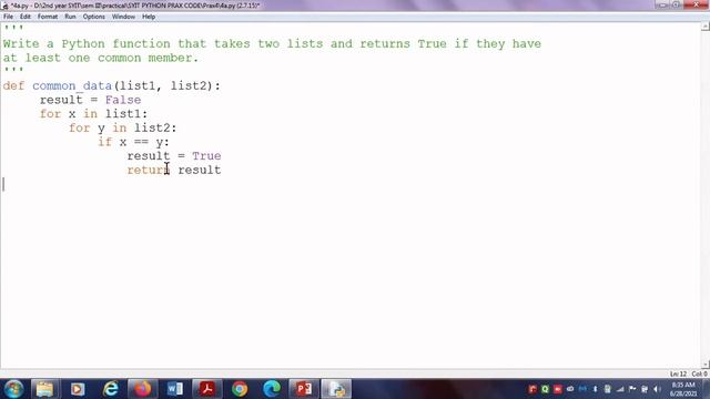 Display True if find at least one common element in list using python смотреть онлайн
