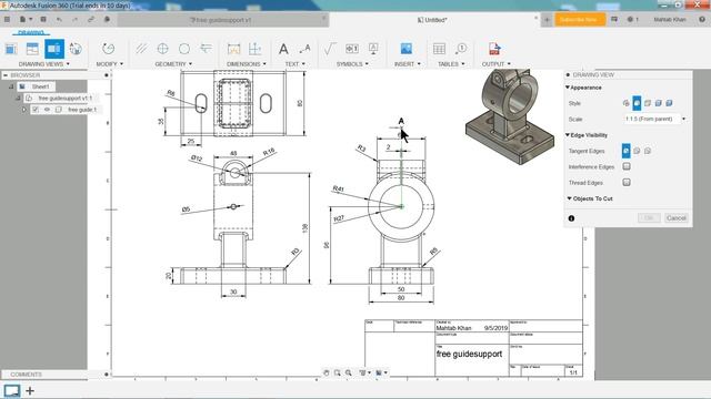 How to make 2D drawing in Autodesk Fusion 360 смотреть онлайн