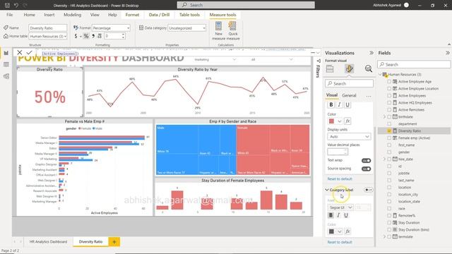 Power BI Human Resource Diversity Data Analysis Dashboard Design Step by Step смотреть онлайн