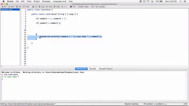 74. No semicolons at the end of if statement headers - Learn Java смотреть онлайн