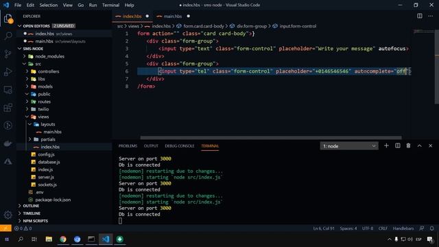 SMS & Nodejs | Aplicacion de Mensajes de Texto con Twilio, Nodejs, Mongodb y Socketio #2 смотреть онлайн