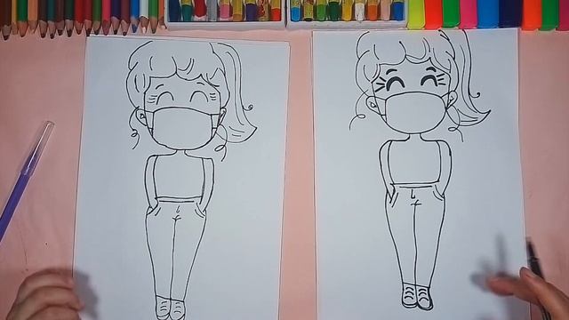 Как Нарисовать Девочку В Маске от Вирусов. How to Draw a Cute Girl wearing a Face Mask смотреть онлайн