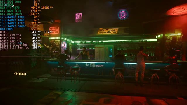 Cyberpunk 2077 i5 13600kf DDR5 5800 cl36 (samsung) RTX 4070 720p CPU low benchmark DLSS FG смотреть онлайн