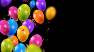 Футаж для видео монтажа воздушные шары и конфетти на черном фоне | воздушные шарики футаж