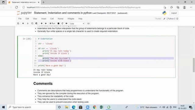 Statements, Indentation and Comments in Python смотреть онлайн