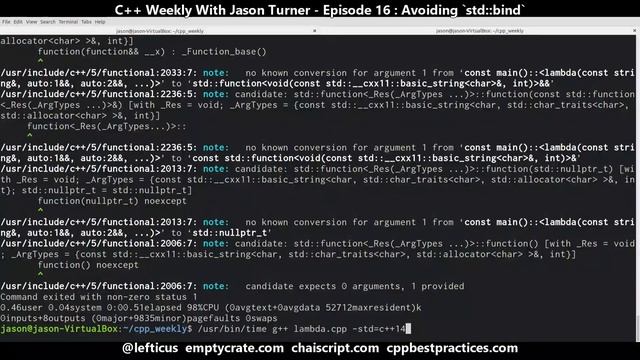 C++ Weekly - Ep 16 Avoiding `std::bind` смотреть онлайн